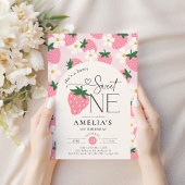 Strawberry 1st Birthday Berry Sweet One Pink Einladung