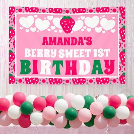 Strawberry 1st Birthday Celebration Banner