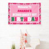 Strawberry 1st Birthday Celebration Welcome Banner (InSitu)