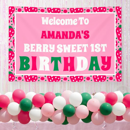 Strawberry 1st Birthday Celebration Welcome Banner