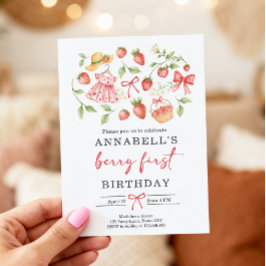 Strawberry 1st Birthday Invite First Berry Sweet Einladung
