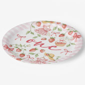 Strawberry 1st Birthday Invite First Berry Sweet Pappteller (Schrägansicht)