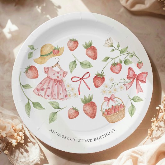 Strawberry 1st Birthday Invite First Berry Sweet Pappteller