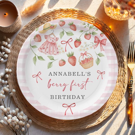 Strawberry 1st Birthday Invite First Berry Sweet Pappteller