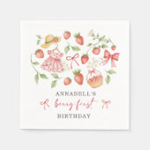 Strawberry 1st Birthday Invite First Berry Sweet Serviette (Vorderseite)