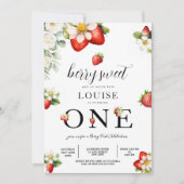 Strawberry 1st Birthday Party Berry First  Einladung (Vorderseite)