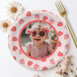 Strawberry 1st Birthday Party Berry First Photo Pappteller<br><div class="desc">Strawberry 1st Birthday Party Berry First Photo Paper Plates</div>