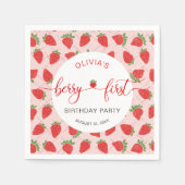 Strawberry 1st Birthday Party Berry First Serviette (Vorderseite)