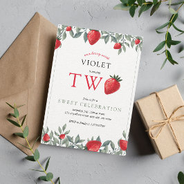 Strawberry 2. Geburtstag | Berry Sweet Watercolor Einladung