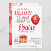 Strawberry 2. Geburtstag Party Berry Kindergeburts Einladung (Vorne/Hinten)