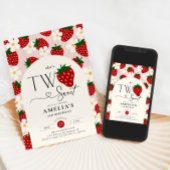 Strawberry 2nd Birthday Two Sweet Einladung