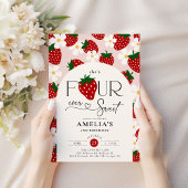 Strawberry 4th Birthday Four Ever Sweet Einladung