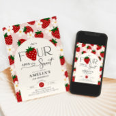 Strawberry 4th Birthday Four Ever Sweet Einladung