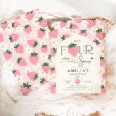 Strawberry 4th Birthday Four Ever Sweet Pink Einladung