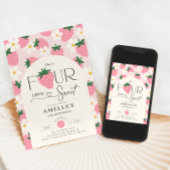 Strawberry 4th Birthday Four Ever Sweet Pink Einladung