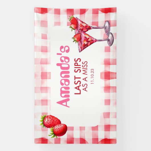 Strawberry als Miss Bachelorette Gingham Banner (Vertikal)