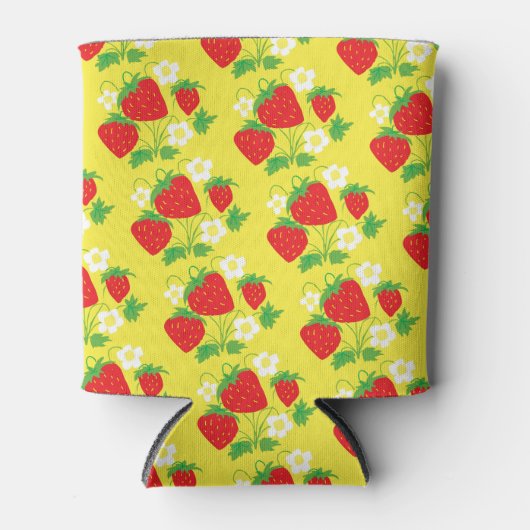 Strawberry and Flower Yellow Pattern Dosenkühler (Vorderseite)