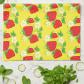 Strawberry and Flower Yellow Pattern Geschirrtuch (Gefaltet)