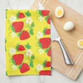 Strawberry and Flower Yellow Pattern Geschirrtuch (Viertel Falte)