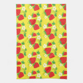 Strawberry and Flower Yellow Pattern Geschirrtuch (Vertikal)