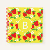 Strawberry and Flower Yellow Pattern Monogrammed Notizblock (Vorderseite)