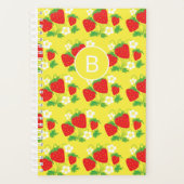 Strawberry and Flower Yellow Pattern Monogrammed Planer (Vorderseite)