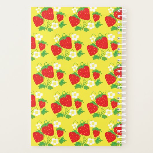 Strawberry and Flower Yellow Pattern Monogrammed Planer (Rückseite)