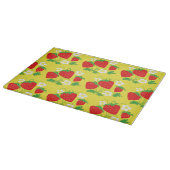 Strawberry and Flower Yellow Pattern Schneidebrett (Ecke)