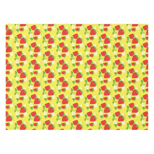 Strawberry and Flower Yellow Pattern Tischdecke (Vorderseite (Horizontal))