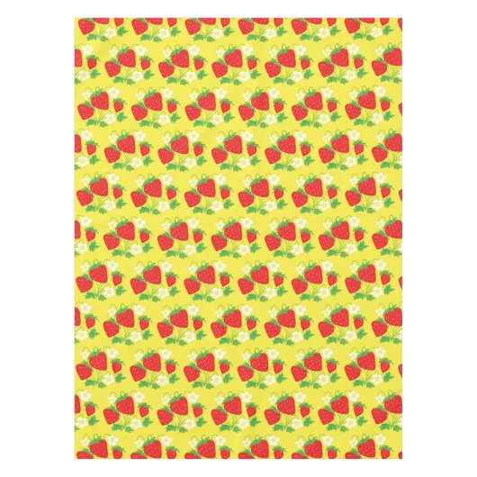 Strawberry and Flower Yellow Pattern Tischdecke (Vorderseite)