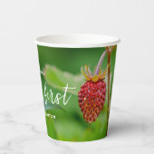 Strawberry And Green Child's Berry First Birthday Pappbecher (Rückseite)