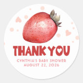 Strawberry and Pink Hearts Vielen Dank Runder Aufkleber (Vorderseite)