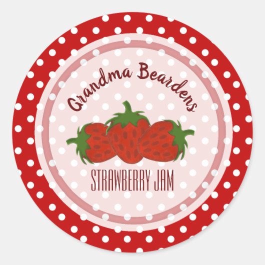 Strawberry And Polka Dot Personalized Labels Runder Aufkleber (Vorderseite)