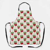 Strawberry applique on striped background retro  schürze (Vorderseite)