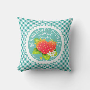 Strawberry Aquamarin Gingham Throw Kissen
