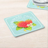 Strawberry Aquamarin Square Paper Untersetzer (angewinkelt)