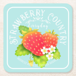 Strawberry Aquamarin Square Paper Untersetzer
