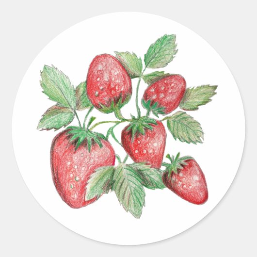 Strawberry Art Elegant Watercolor Envelope Seal Runder Aufkleber (Vorderseite)