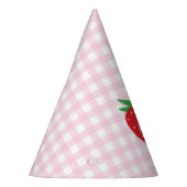 Strawberry auf Pink Kariert Girl Berry Erster Gebu Partyhütchen (Links)