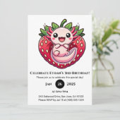 Strawberry Axolotl Joy Birthday Einladung (Stehend Vorderseite)