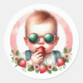 Strawberry Baby Berry Sweet Baby Dusche Runder Aufkleber (Vorderseite)