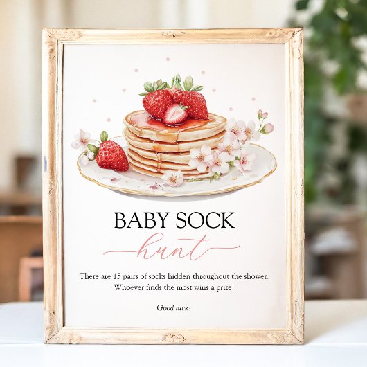 Strawberry Baby Brunch Baby Sock Hunt Sign Poster