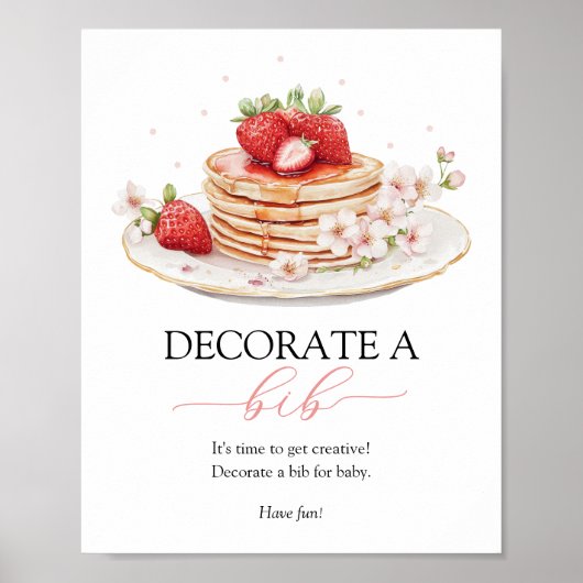 Strawberry Baby Brunch Dekorieren ein Bib-Zeichen Poster (Vorne)