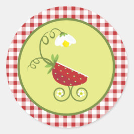 Strawberry Baby Carriage Favor Sticker