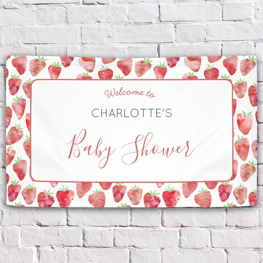 Strawberry Baby Dusche Banner