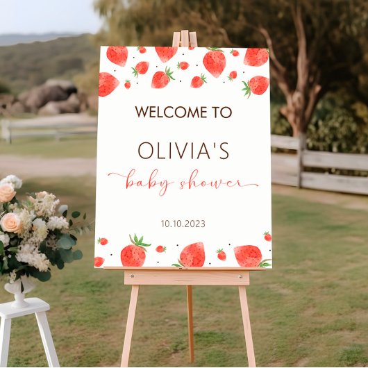 Strawberry Baby Dusche Begrüßungszeichen Poster