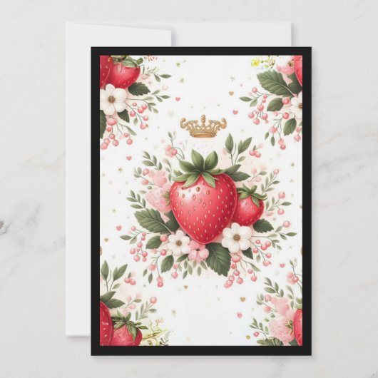 Strawberry Baby Dusche | Berry Sweet Einladung (Rückseite)