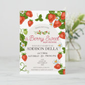 Strawberry Baby Dusche | Berry Sweet Einladung (Stehend Vorderseite)