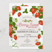 Strawberry Baby Dusche | Berry Sweet Einladung (Vorne/Hinten)