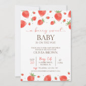 Strawberry Baby Dusche | Berry Sweet Einladung (Vorderseite)